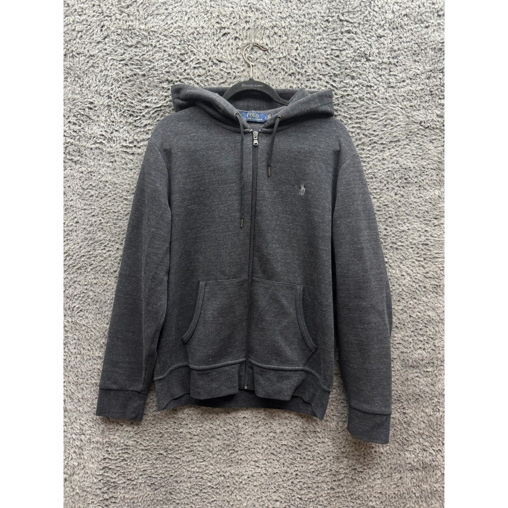 Polo Ralph Lauren Double-Knit Full-Zip Hoodie Black Marl Heather Mens Size L